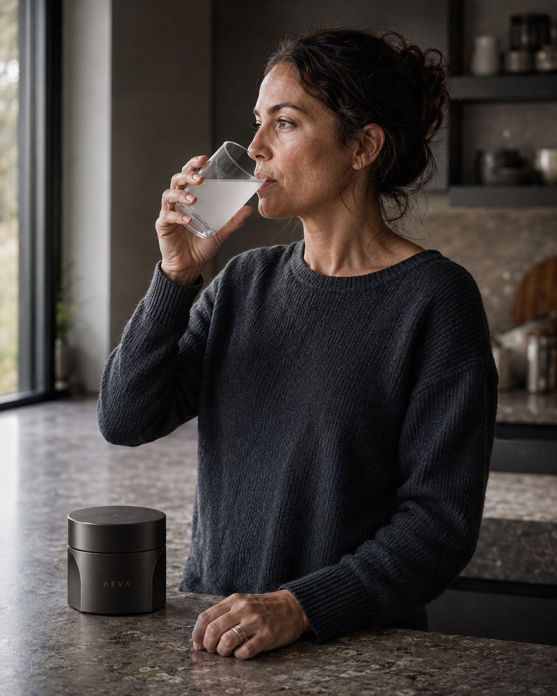 A moment to yourself, with a glass of creatine in hand
