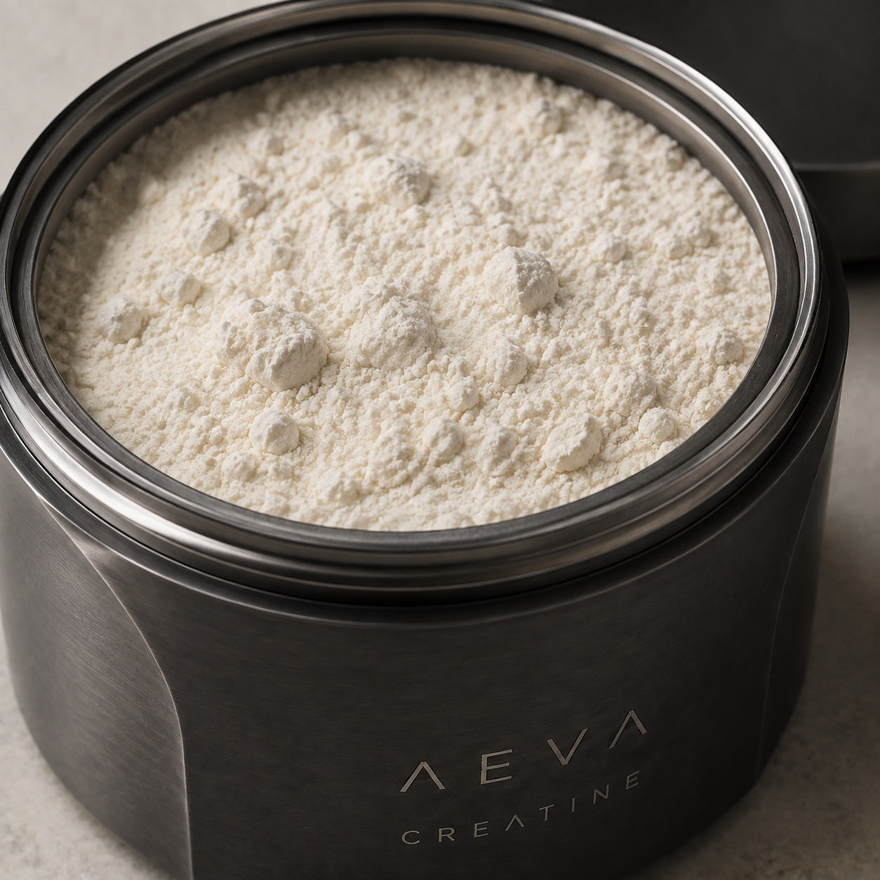 Creatine powder in the AEVA jar